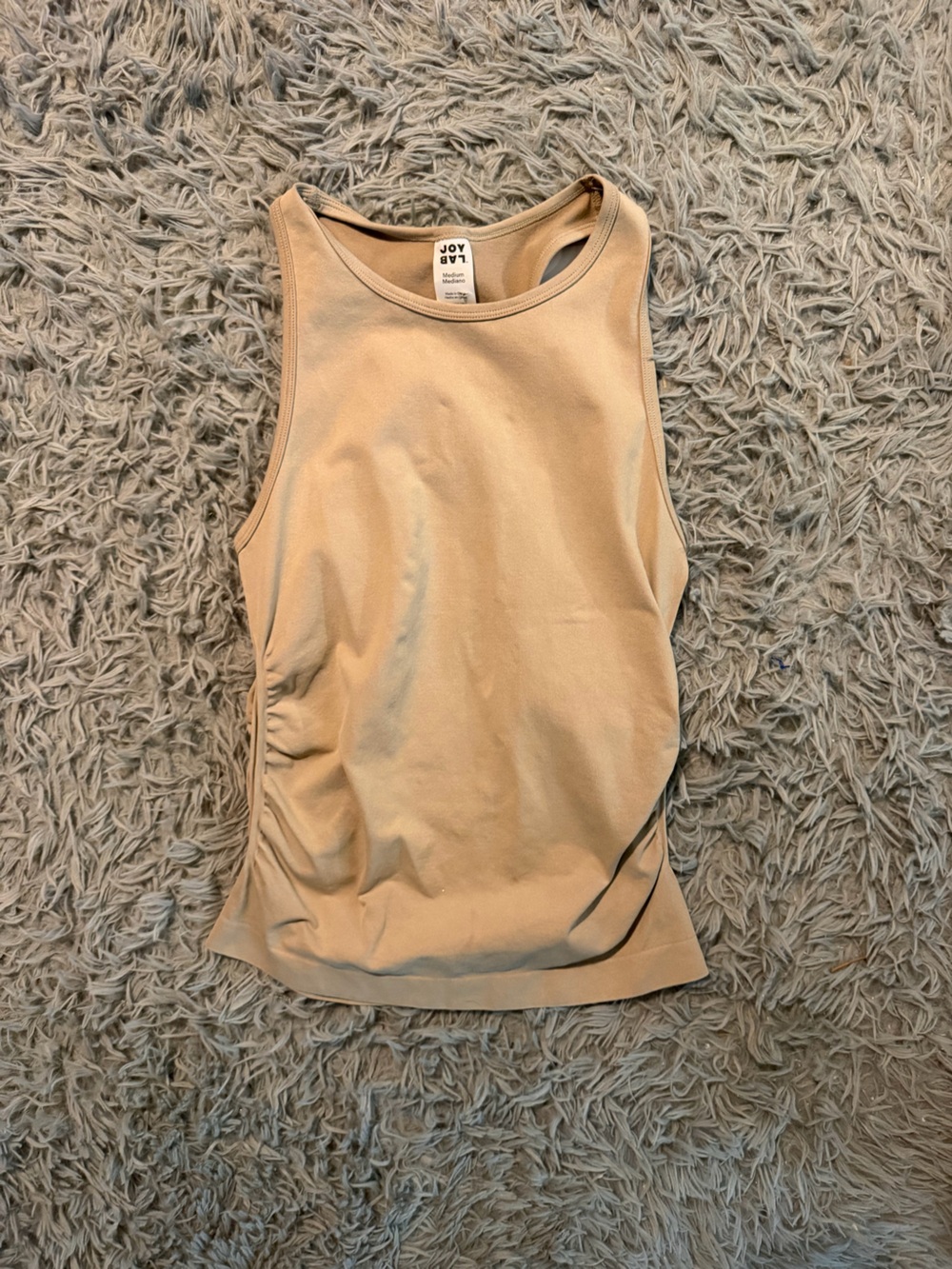 JoyLab Neutral Ribbed Scoop Tank in Taupe